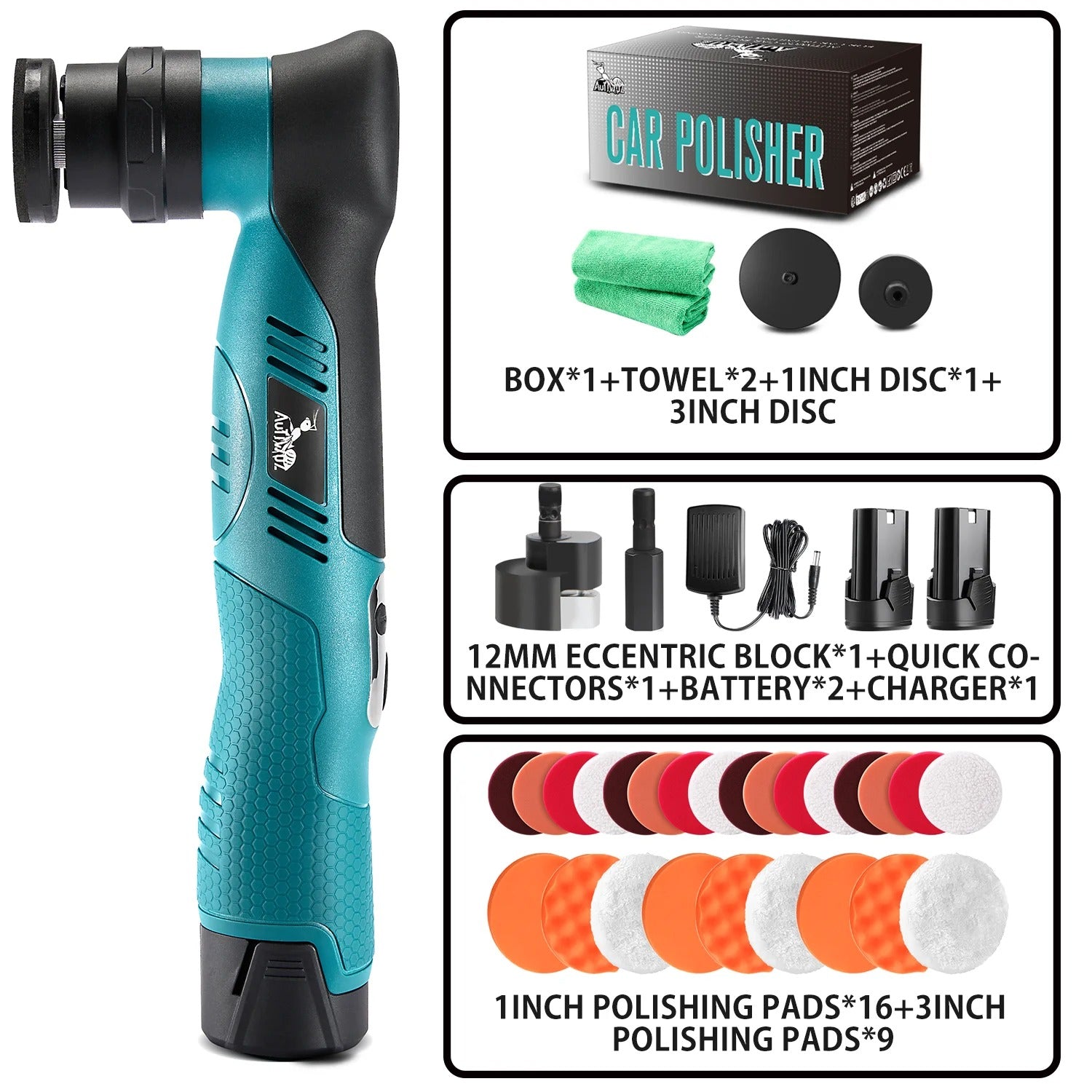 12V Cordless Electric Car Polisher – Dual Action Detailing Tool with 6 Speed Settings