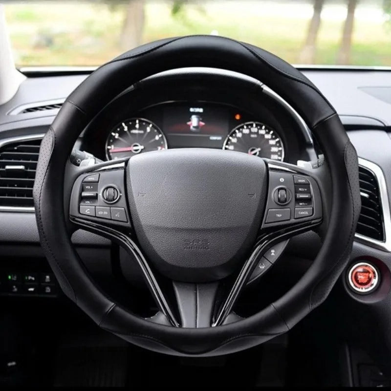 Universal Microfiber Leather Steering Wheel Cover 38cm – Non-Slip Car Steering Wheel Protector for All Seasons - Delicate Leather