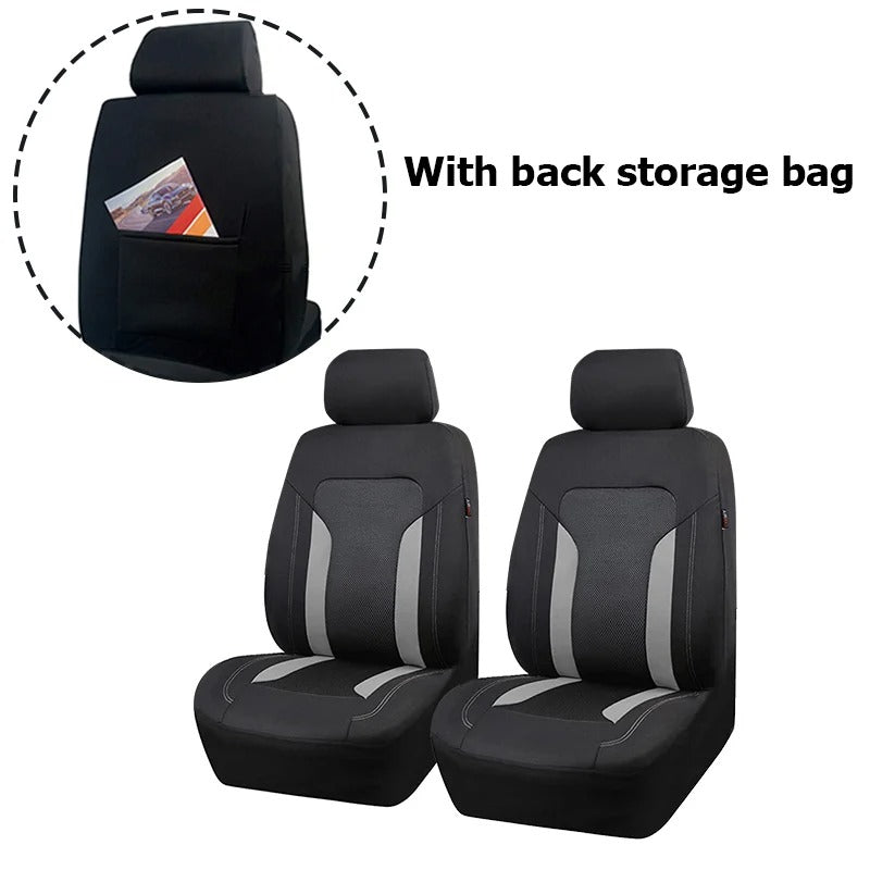 Universal Gray Mesh Car Seat Covers – 5-Seat Breathable Airbag Compatible Full Set - Delicate Leather