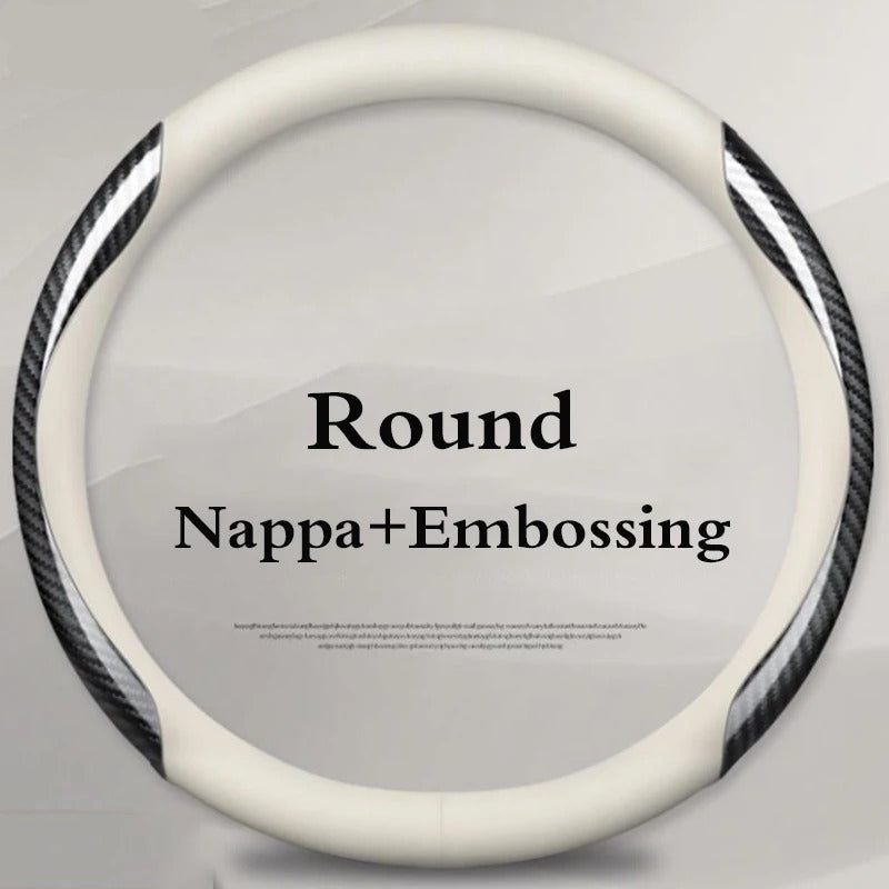 Car Steering Wheel Cover, Premium Anti-Slip Steering Wheel Cover – Carbon Fiber Leather, Interior Modification for All Car Accessories - Delicate Leather