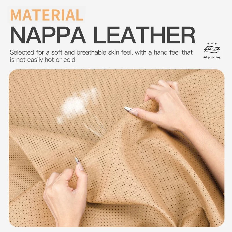3D Embossed Car Seat Cushion – Universal Nappa-Style Leather Seat Protector for All Seasons - Delicate Leather  