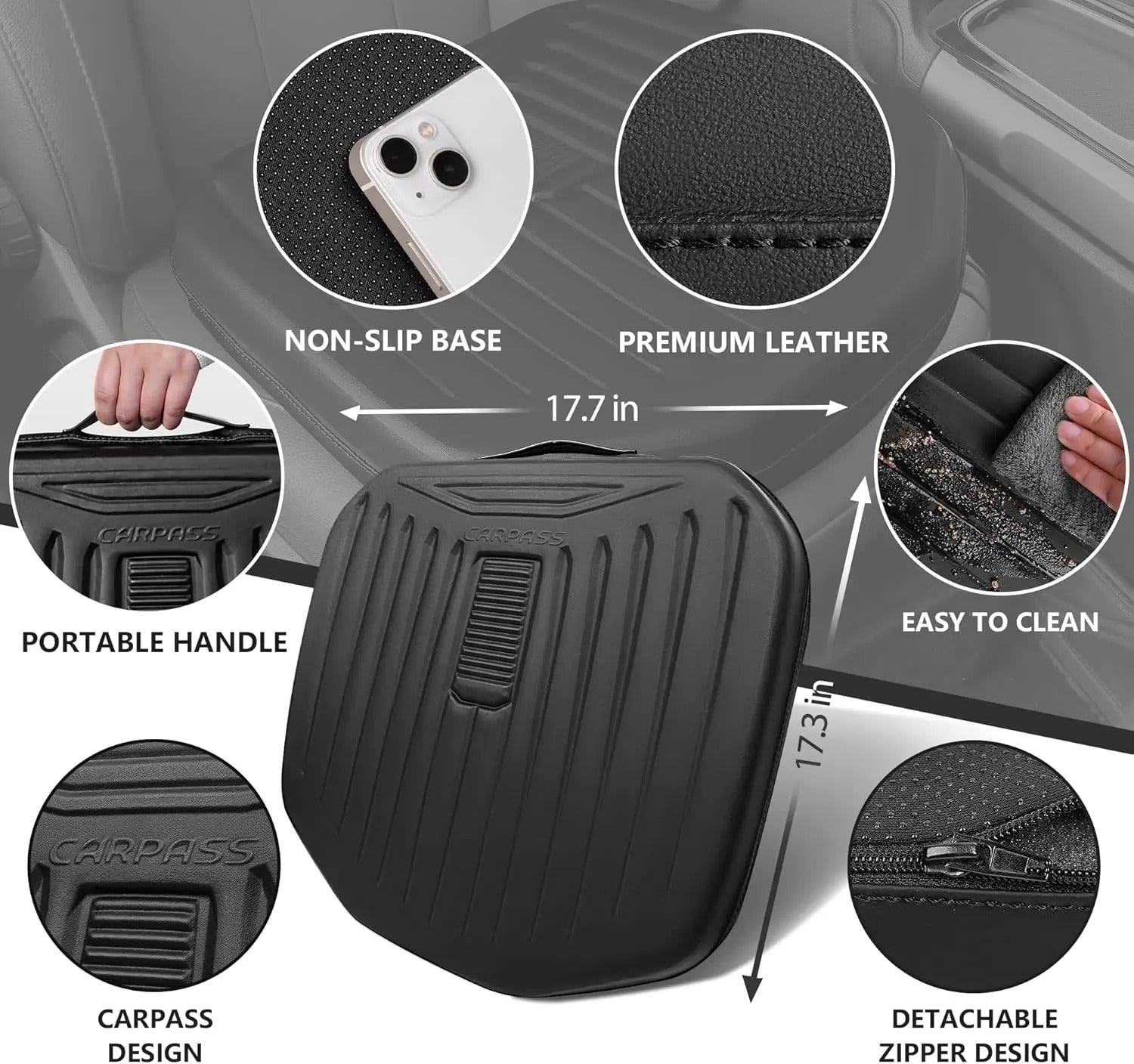 Memory Foam Seat Cushion – Waterproof Portable Chair Pad for Car & Office - Delicate Leather  