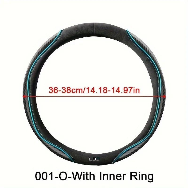 Suede & Carbon Fiber Steering Wheel Cover – Breathable Non-Slip Sport Grip - Delicate Leather