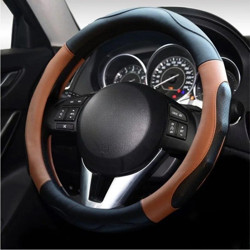 Universal Microfiber Leather Steering Wheel Cover 38cm – Non-Slip Car Steering Wheel Protector for All Seasons - Delicate Leather