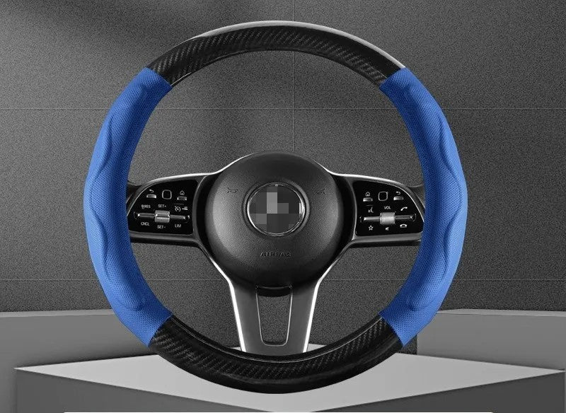 Leather Car Steering Wheel Cover, Fine Skin Texture, Comfortable Grip, Wear-Resistant, All-Season, Universal Fit - Delicate Leather  