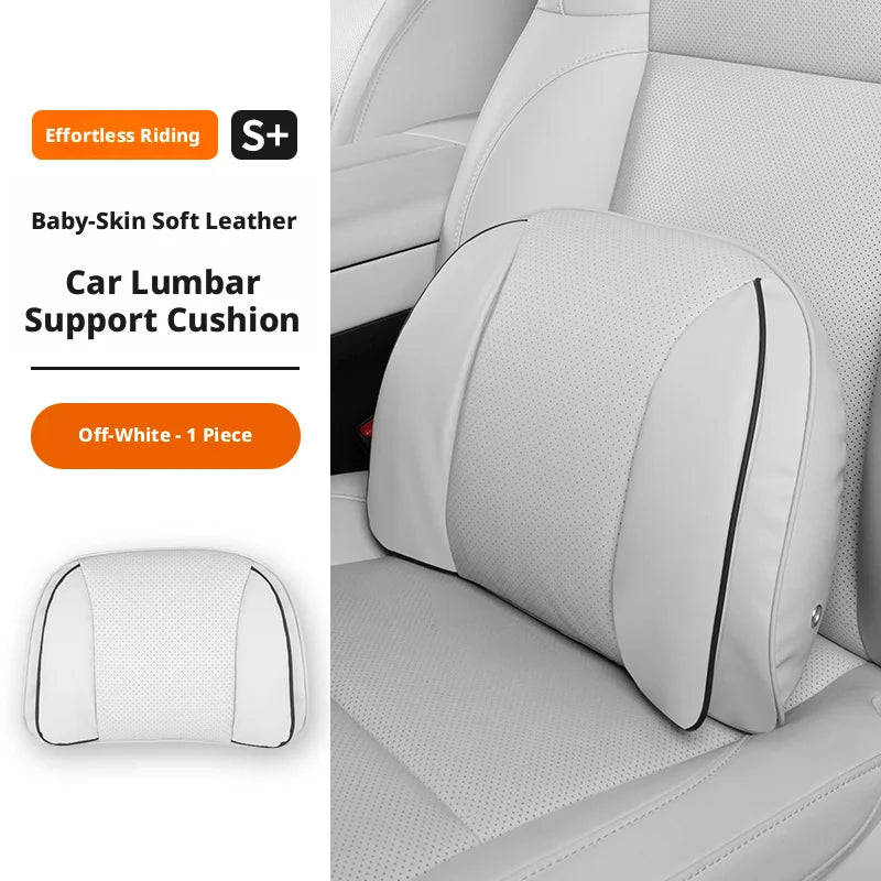 Car Headrest Neck Pillow – Memory Foam Seat Support Cushion Universal Interior Accessory - Delicate Leather  