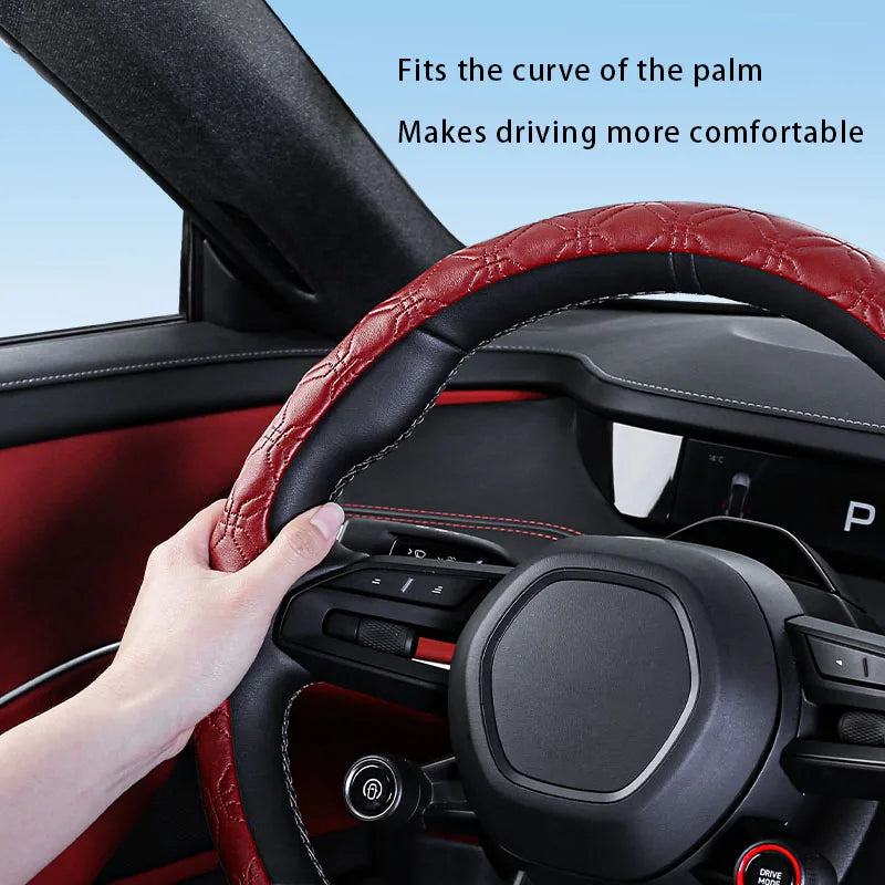 5D Diamond Steering Wheel Cover – Breathable Ultra-Thin Anti-Slip Universal Fit - Delicate Leather  