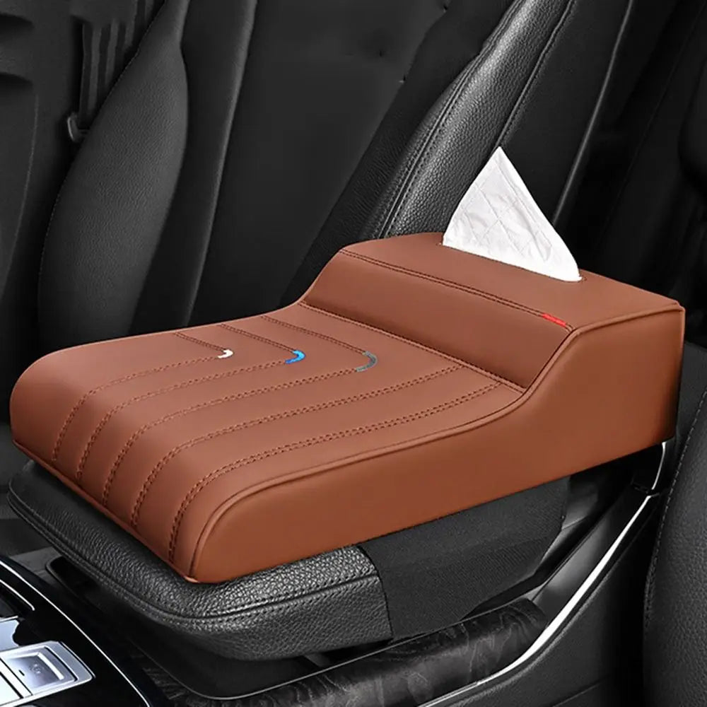 Extended Car Armrest Cushion – Thickened Wear-Resistant Center Console Cover - Delicate Leather  