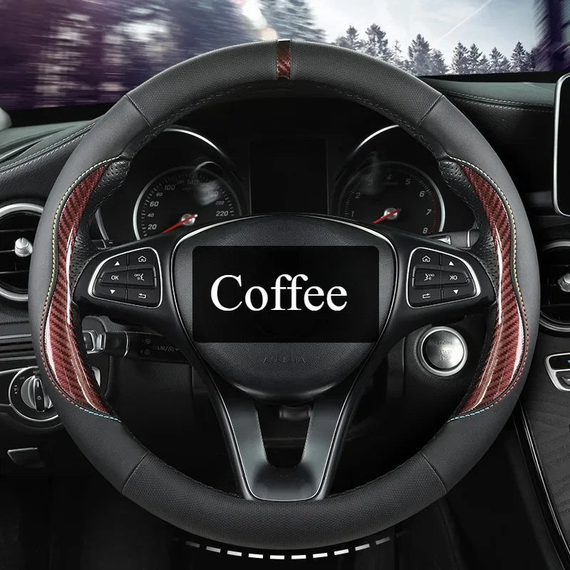 Microfiber Leather Steering Wheel Cover – Anti-Slip Universal O/D Shape Interior Accessory - Delicate Leather  