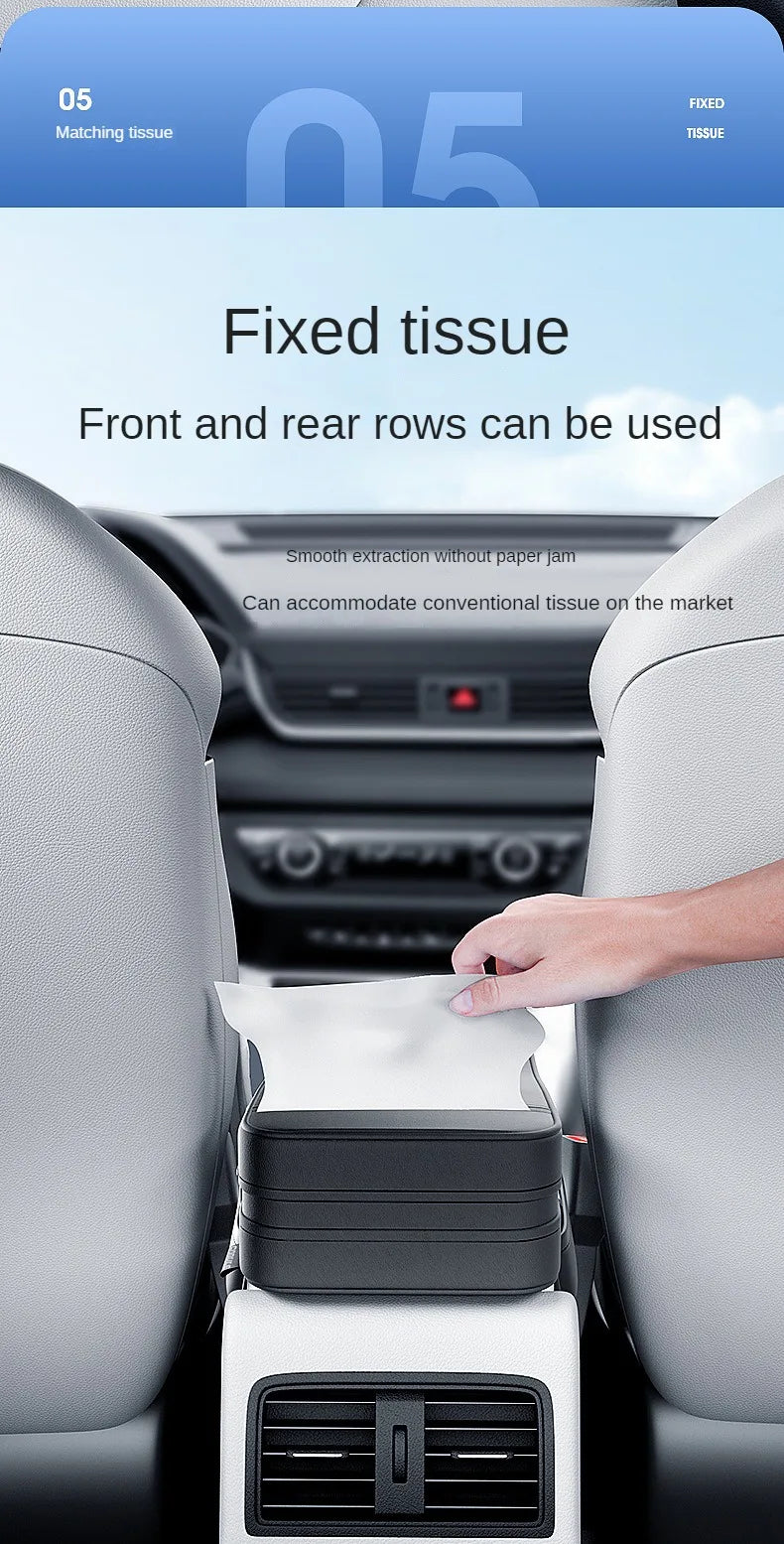 Car Armrest Cushion with Tissue Holder – Leather-Style Height Pad for Center Console - Delicate Leather  