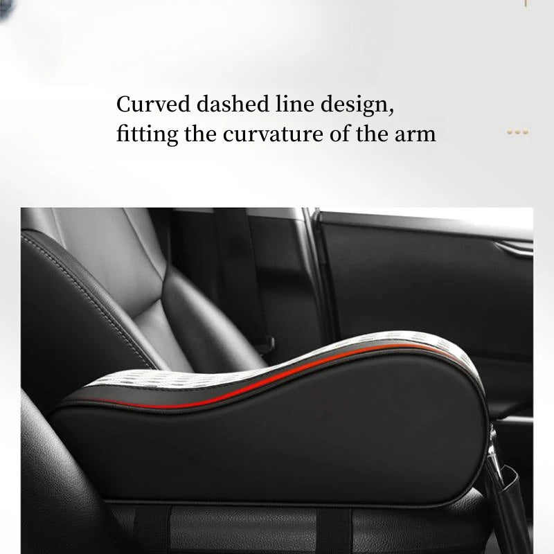 Car Center Console Armrest Cushion – 7cm Height Pad with Storage Pocket - Delicate Leather  
