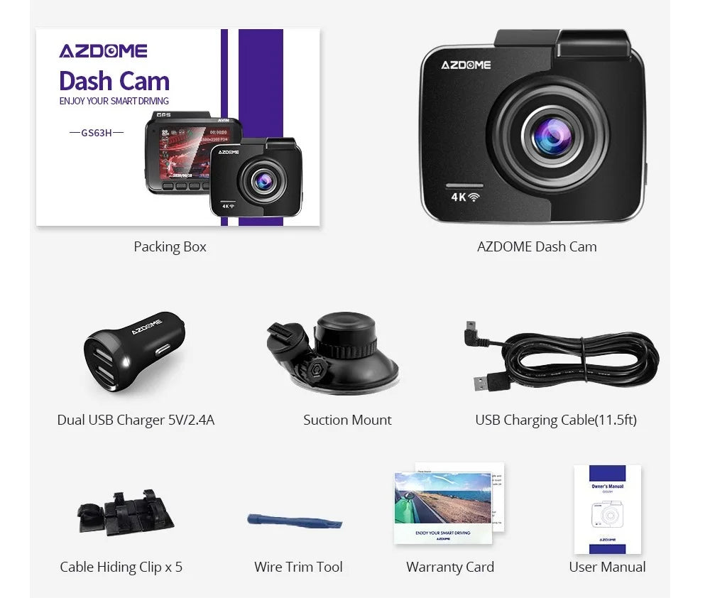 4K Dash Cam GS63H – Built-In GPS, Wi-Fi, G-Sensor, and Motion Detection Car DVR 30