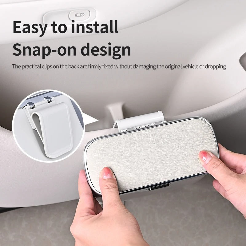 Multifunctional Car Trash Can with Lid – Hanging Wet & Dry Storage Bin Mini Organizer - Delicate Leather