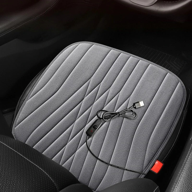 USB Heated Seat Cushion – Fast Heating Plush Chair Pad for Car, Office & Home - Delicate Leather  