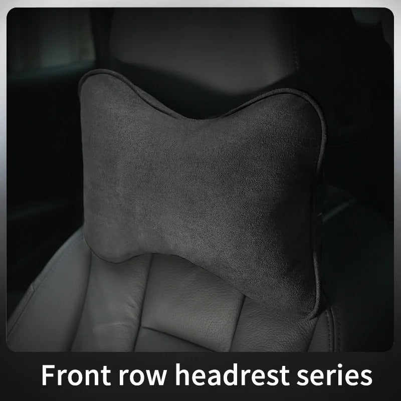 Suede Memory Foam Car Neck Pillow – Soft Headrest Cushion for Driving & Travel - Delicate Leather  