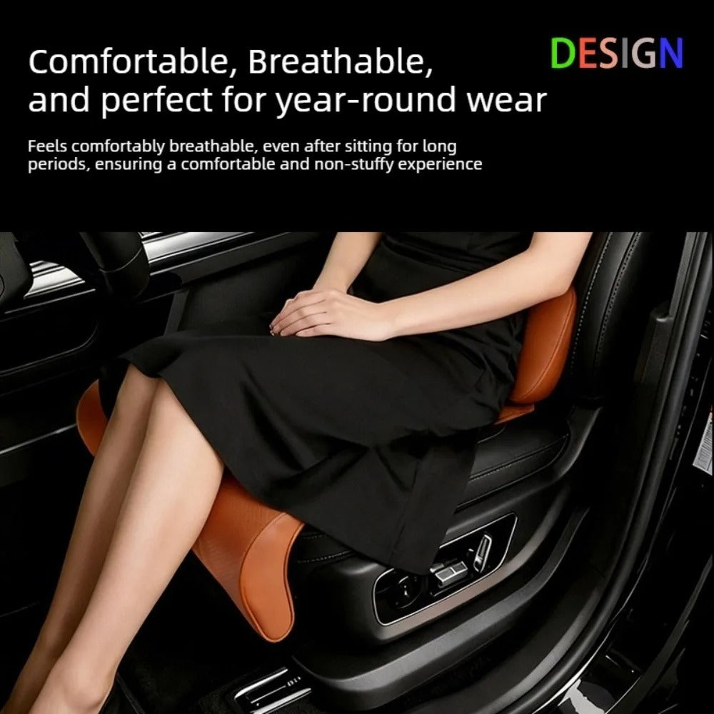 3-in-1 Universal Car Seat Cushion Set – Backrest, Seat Cushion & Leg Support - Delicate Leather  