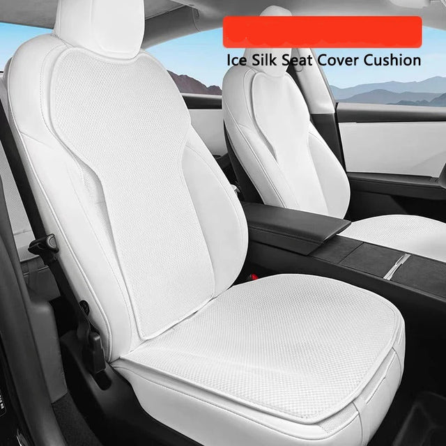 Ice Silk Car Seat Cushion Cover – Breathable Full Seat Protector Set - Delicate Leather