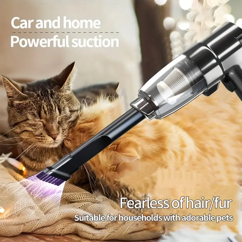 Mini Car Vacuum Cleaner – High-Power Suction, Wet & Dry Dual-Purpose, Portable Handheld Design for Small Sedans, Easy to Use and Store