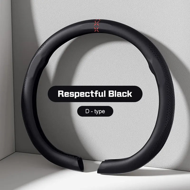 Universal Nappa Leather Steering Wheel Cover – Non-Slip Breathable Design for 37–38cm O/D Type Wheels - Delicate Leather  
