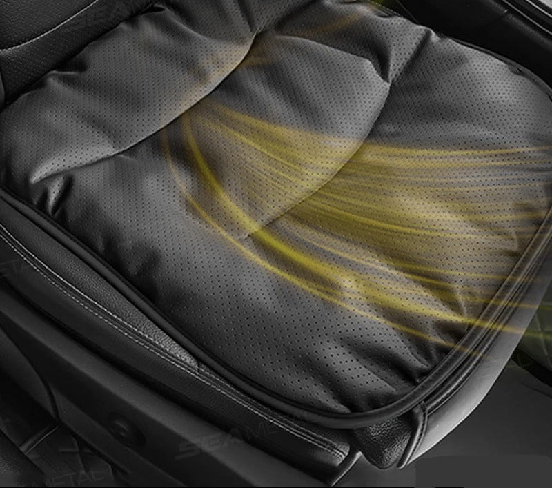 Leatherette Car Seat Cushion – Universal Breathable Front/Backrest Protector Mat for All Seasons - Delicate Leather  