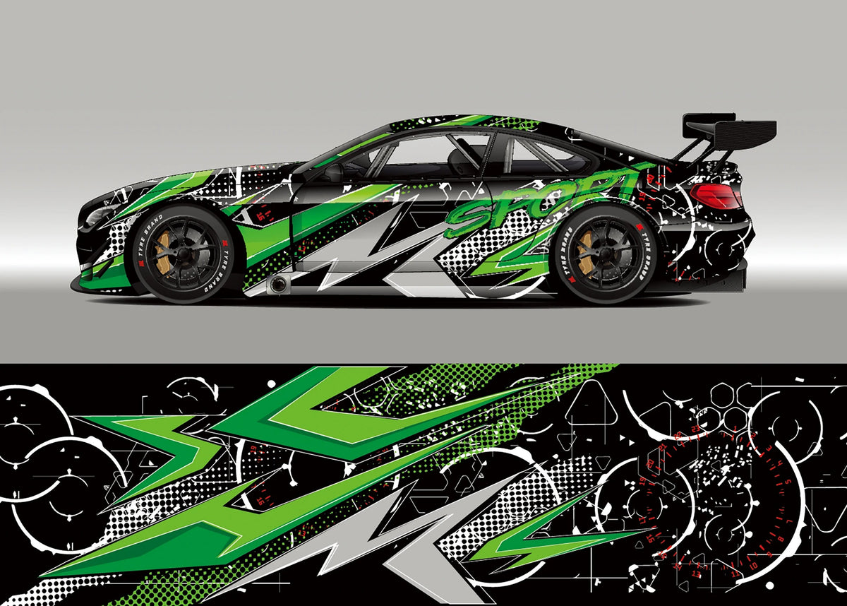Color Stitching Car Body Decal – Camo Racing Graphic PVC Vinyl Wrap 300 × 60cm - Delicate Leather