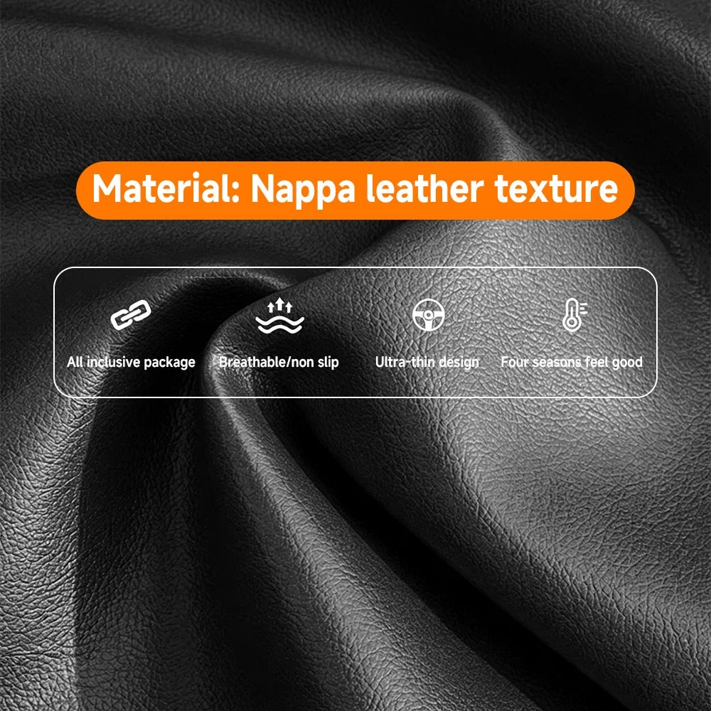 Universal Carbon Fiber Suede Nappa Leather Steering Wheel Cover 38cm – Non-Slip 15 Inch Car Steering Wheel Protector - Delicate Leather