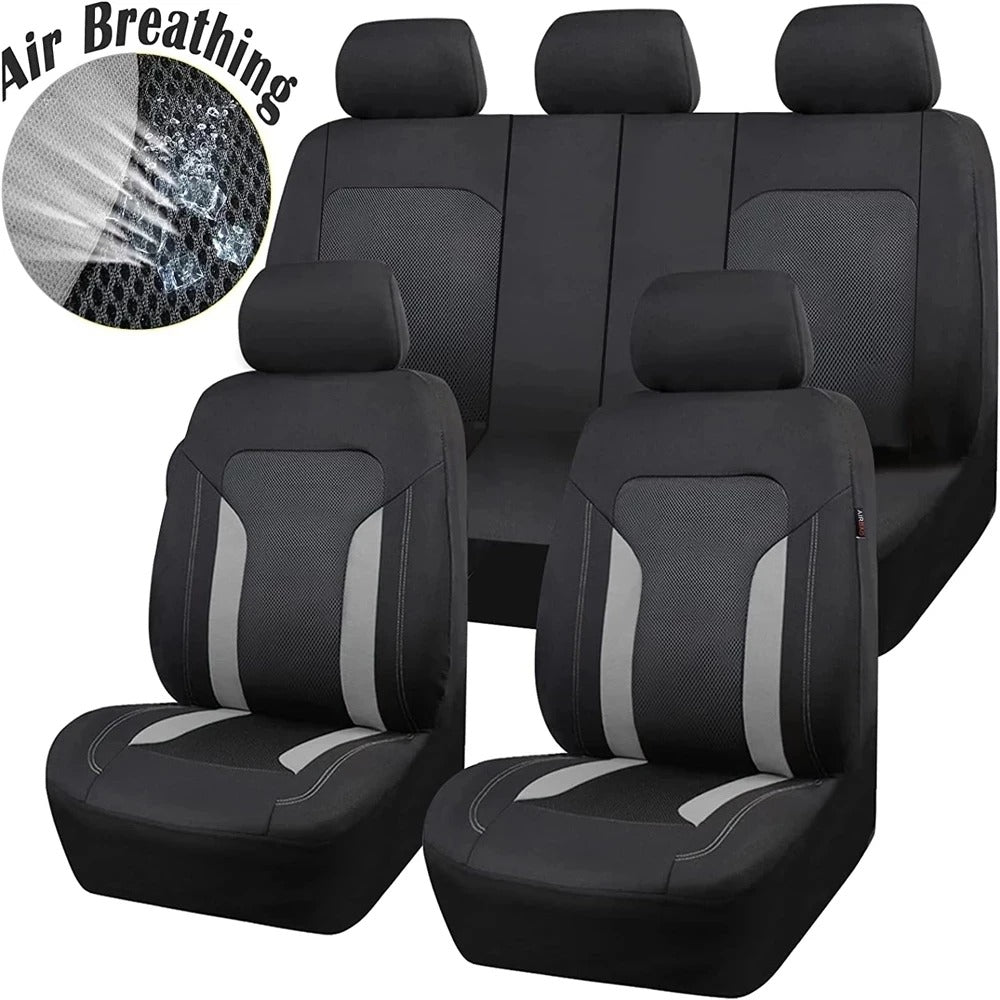 Universal Mesh Car Seat Covers – 5-Seat Breathable Airbag Compatible Set - Delicate Leather  