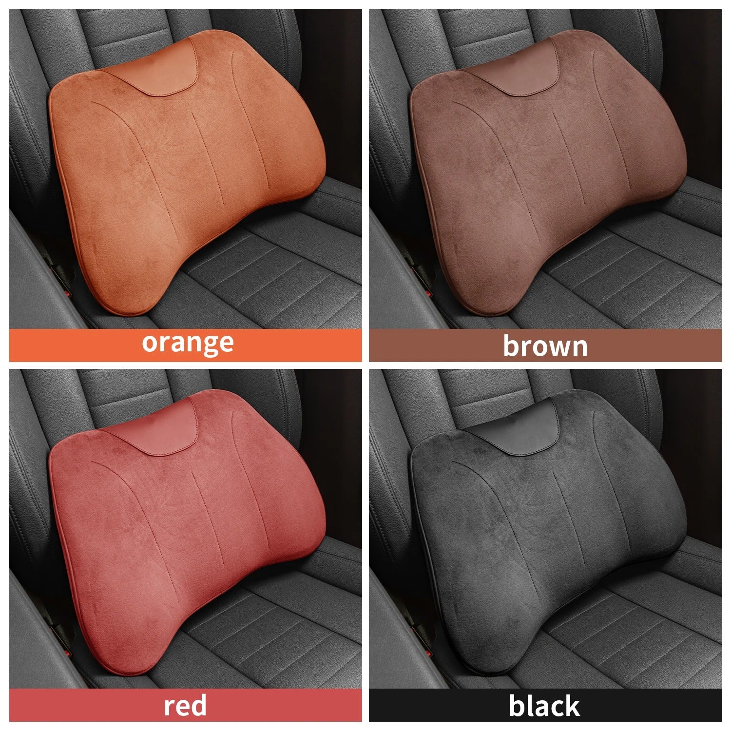 Premium Car Lumbar Support Cushion – Ergonomic Backrest Pillow for Vehicle Seats - Delicate Leather  