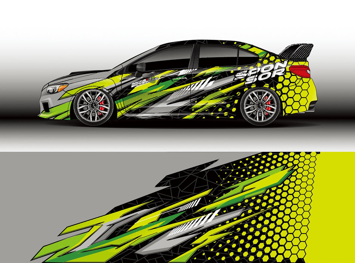 Color Stitching Car Body Decal – Camo Racing Graphic PVC Vinyl Wrap 300 × 60cm - Delicate Leather