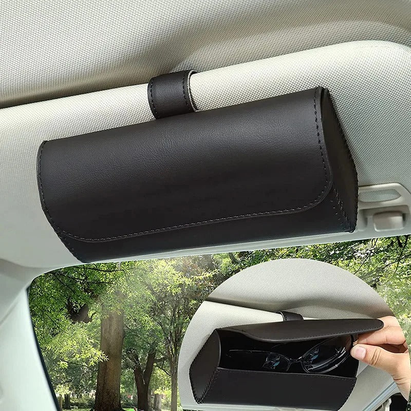 1pc Glasses Holder Car Sun Visor Glasses Case Organizer