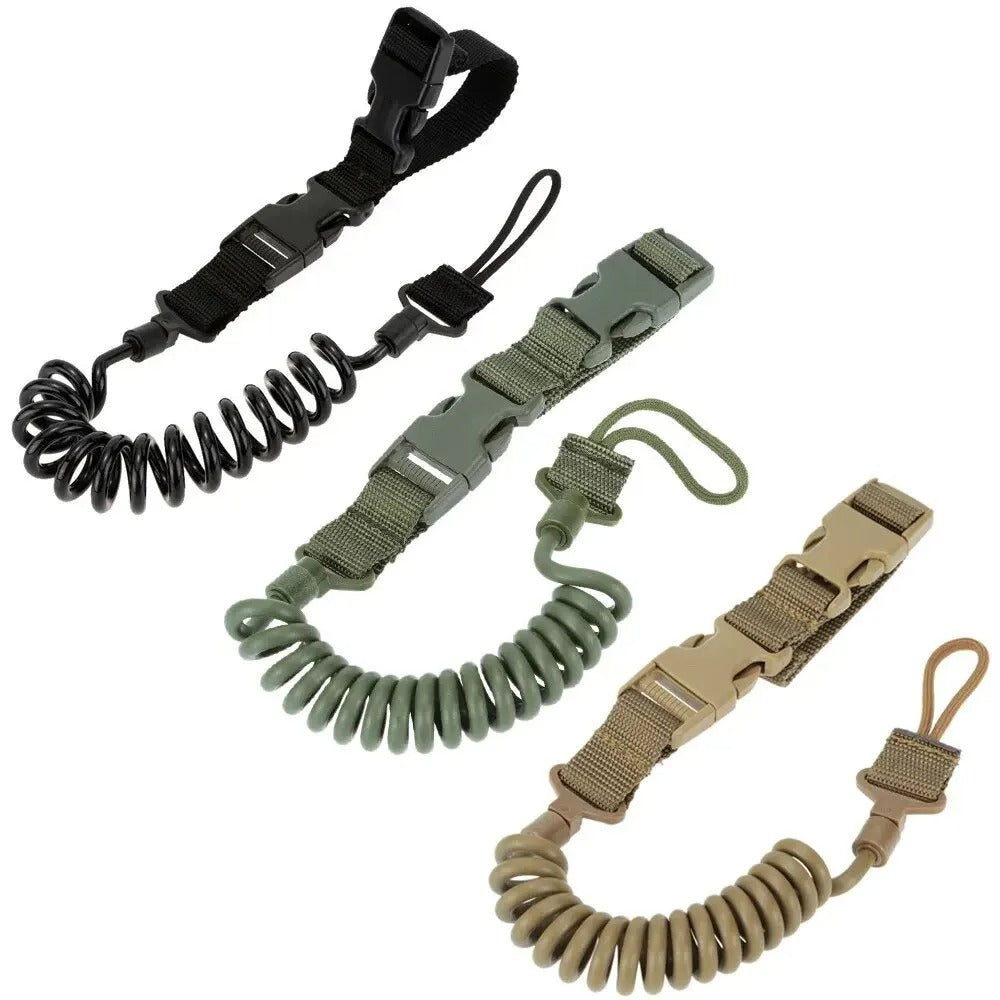 Tactical Anti-Lost Elastic Lanyard Rope - Spring Safety Strap Rope for Key Ring Chain Flashlight Hunting Accessories