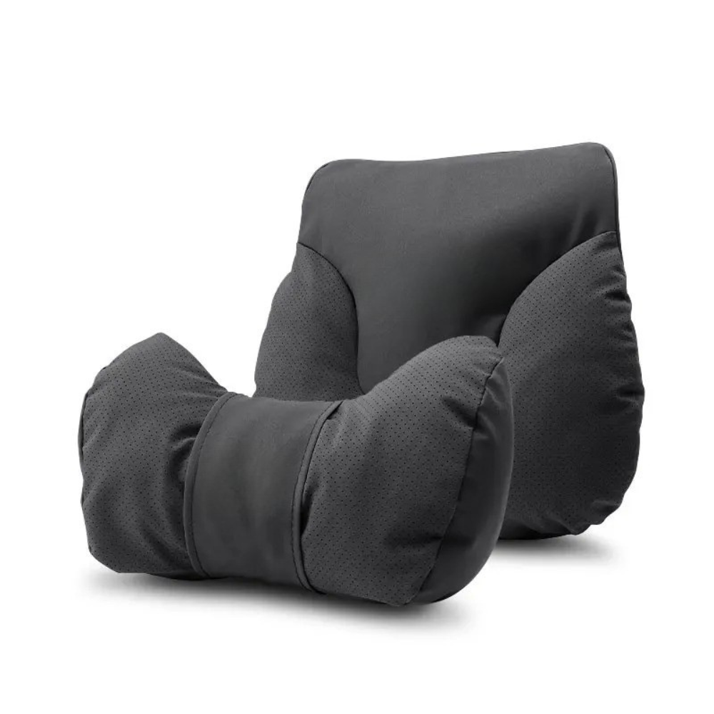 Car Seat Headrest and Lumbar Support Cushion for Car - Delicate Leather  