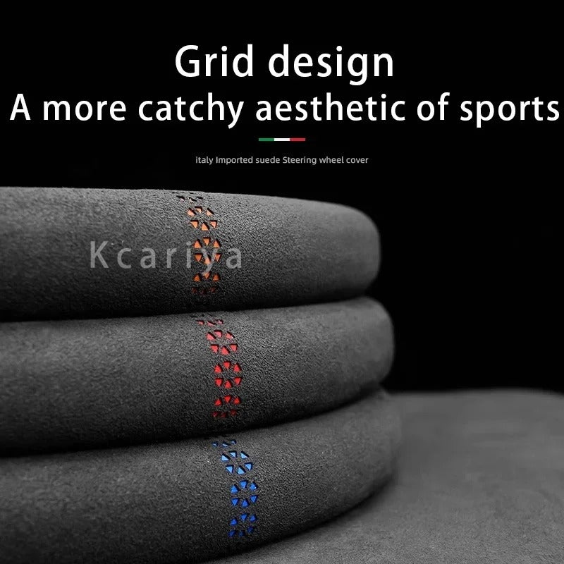 PU Leather Steering Wheel Cover – 38cm Universal Non-Slip Grip for Cars and SUVs - Delicate Leather  