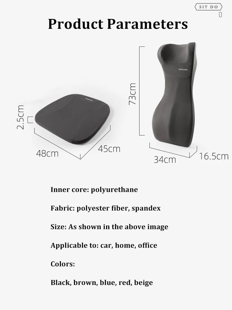 Memory Foam Car Lumbar Cushion – Integrated Seat Back Support Pillow - Delicate Leather