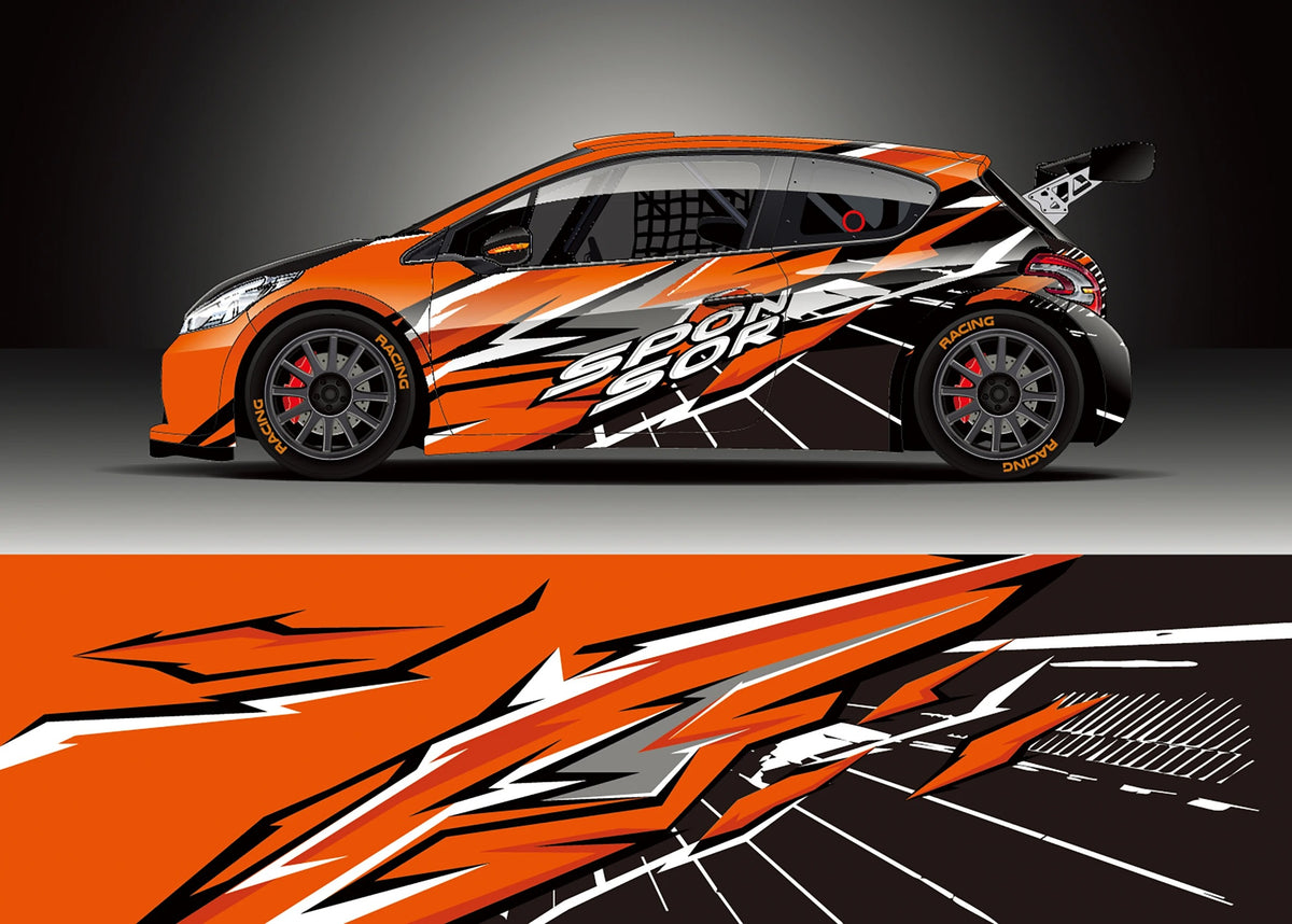 Color Stitching Car Body Decal – Camo Racing Graphic PVC Vinyl Wrap 300 × 60cm - Delicate Leather