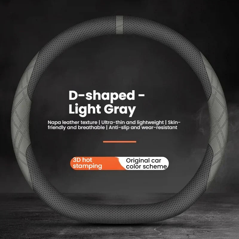 5D Laser Carbon Fiber Pattern Steering Wheel Cover – Universal 38cm Fit, Anti-Slip Synthetic Material - Delicate Leather  