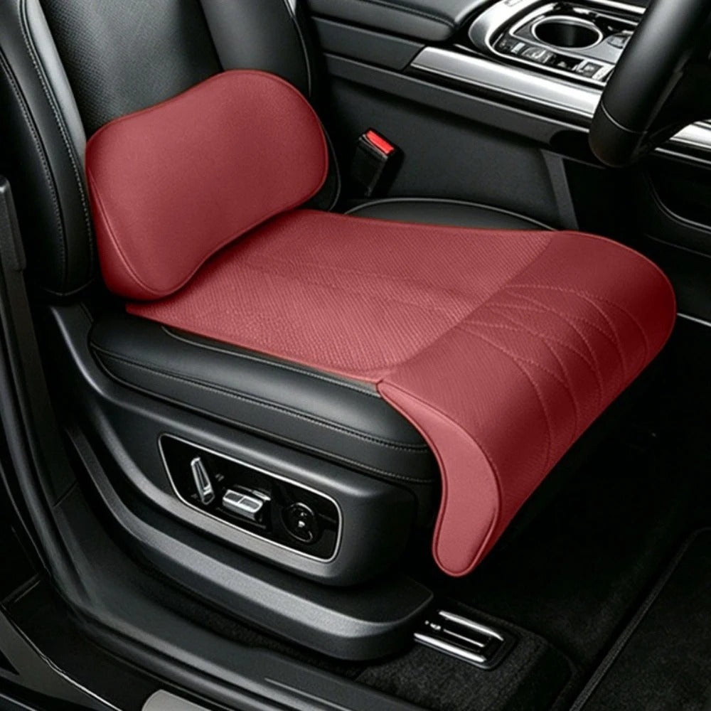 3-in-1 Universal Car Seat Cushion Set – Backrest, Seat Cushion & Leg Support - Delicate Leather  