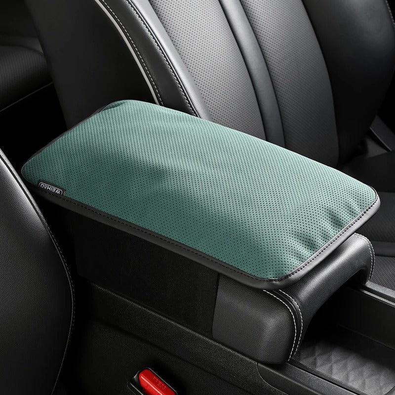 Universal Suede Car Armrest Cushion – Raised Center Console Pad for Comfort and Interior Protection - Delicate Leather  