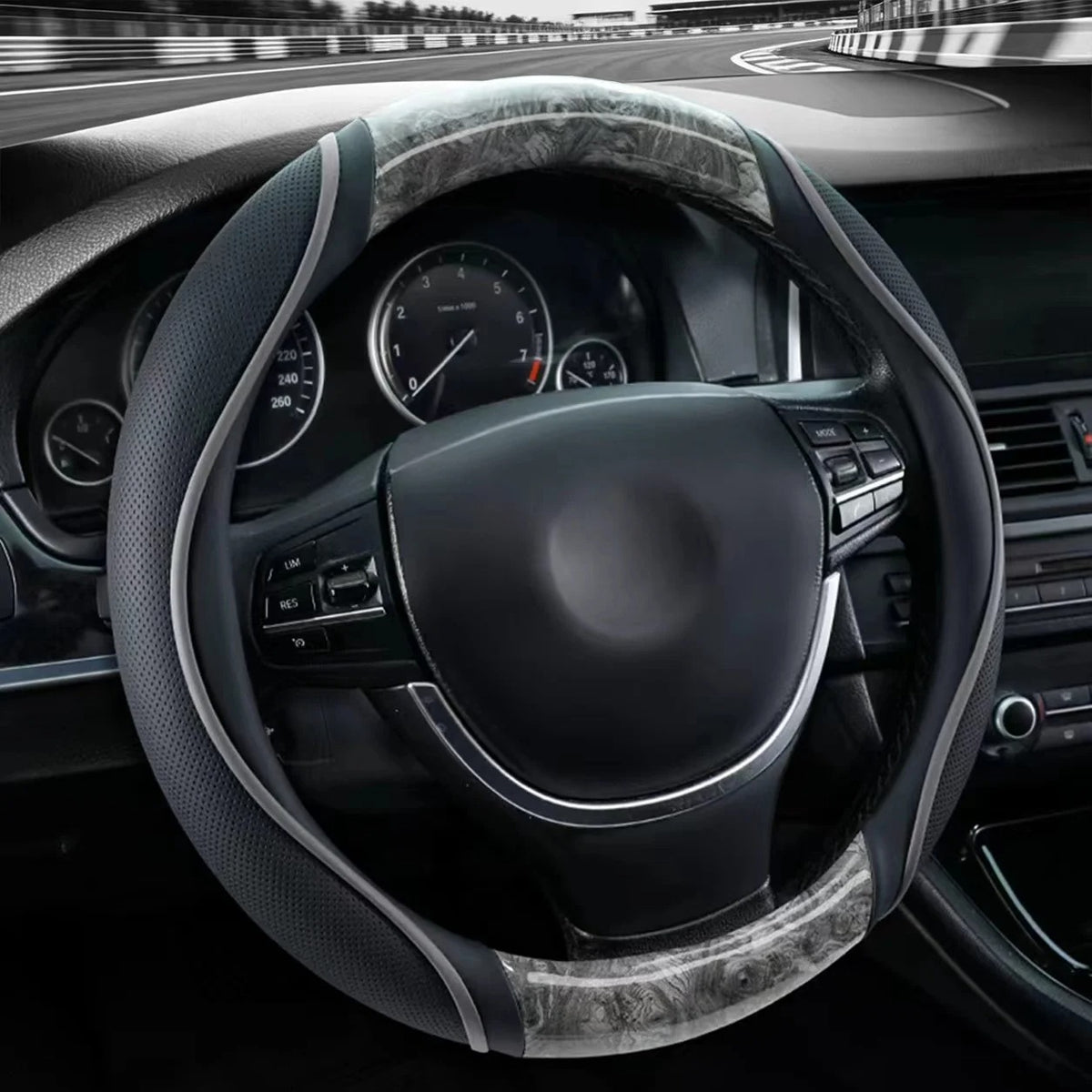 Color-Block PU Leather Steering Wheel Cover – Breathable Non-Slip 38CM/15-Inch Universal Fit - Delicate Leather