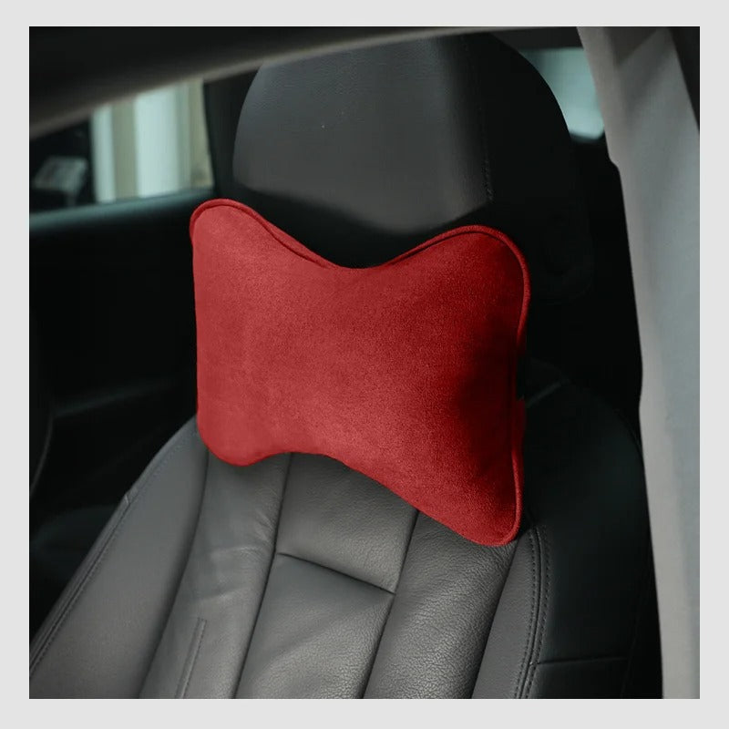 Suede Memory Foam Car Neck Pillow – Soft Headrest Cushion for Driving & Travel - Delicate Leather  