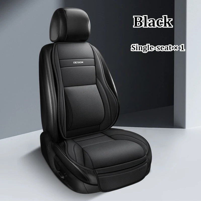 PU Leather Car Cushion Pad – Ventilated Design with Storage Pockets, Universal Fit - Delicate Leather  