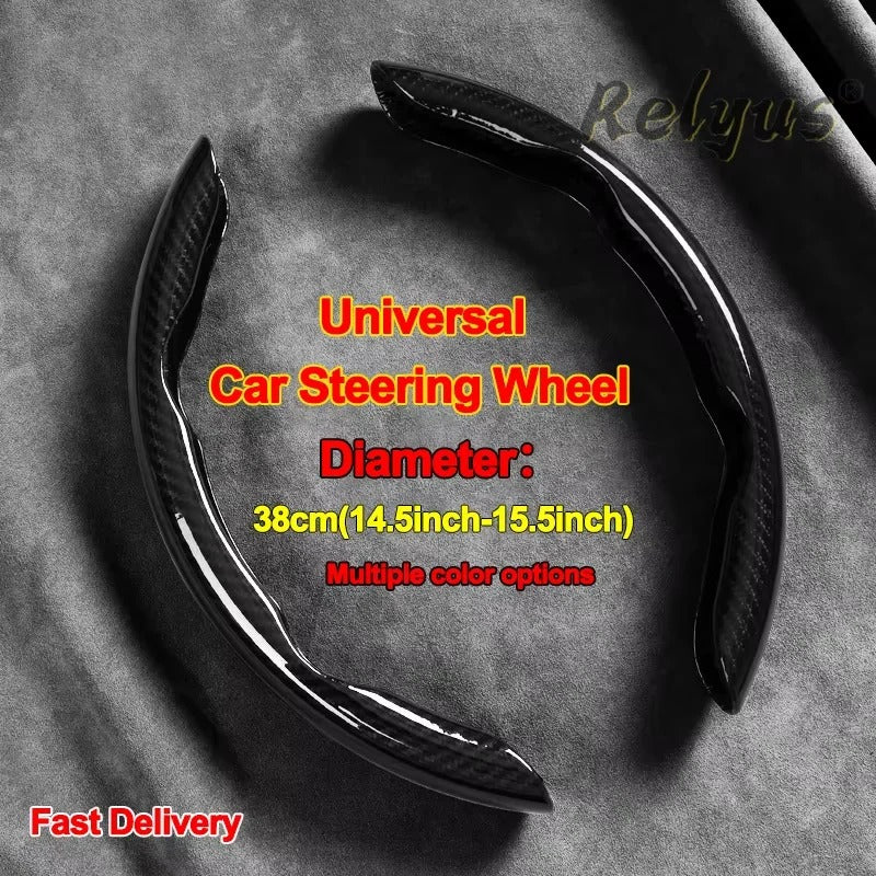 Carbon Fiber Pattern Steering Wheel Cover – Universal Fit, Non-Slip, All-Season Design - Delicate Leather  