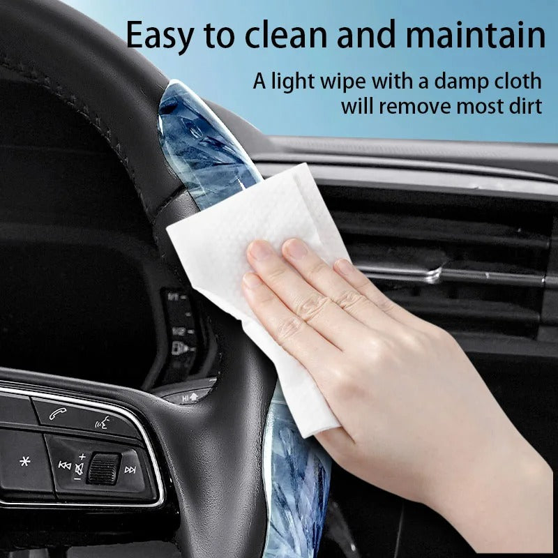 Broken Ice Pattern Steering Wheel Cover 38cm – Universal Ultra-Thin Breathable Non-Slip Car Steering Wheel Protector - Delicate Leather