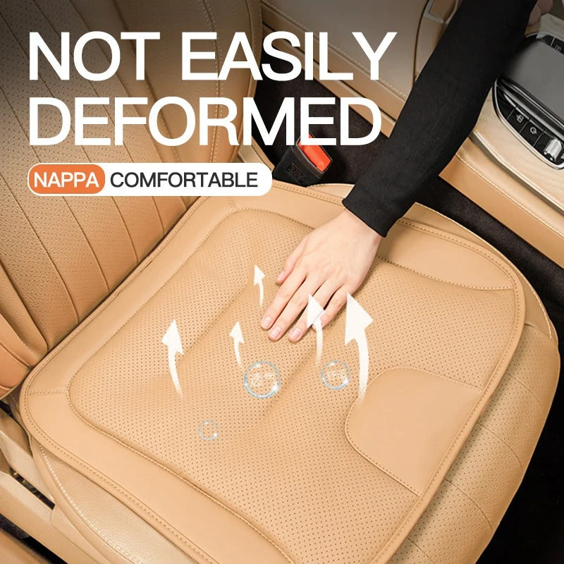 3D Embossed Car Seat Cushion – Universal Nappa-Style Leather Seat Protector for All Seasons - Delicate Leather  