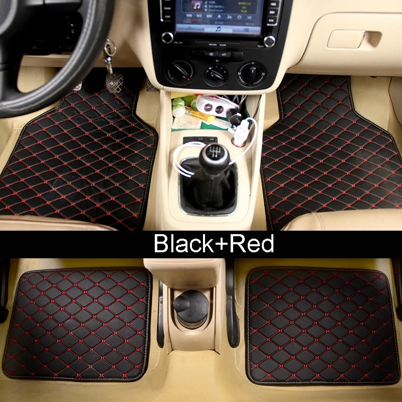 Universal Leather Car Floor Mats – 4-Piece Set with Multi-Layer Design - Delicate Leather