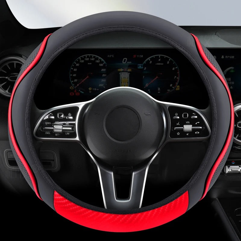 Microfiber Leather Steering Wheel Cover – Universal 37–38cm Anti-Slip Comfort Grip - Delicate Leather