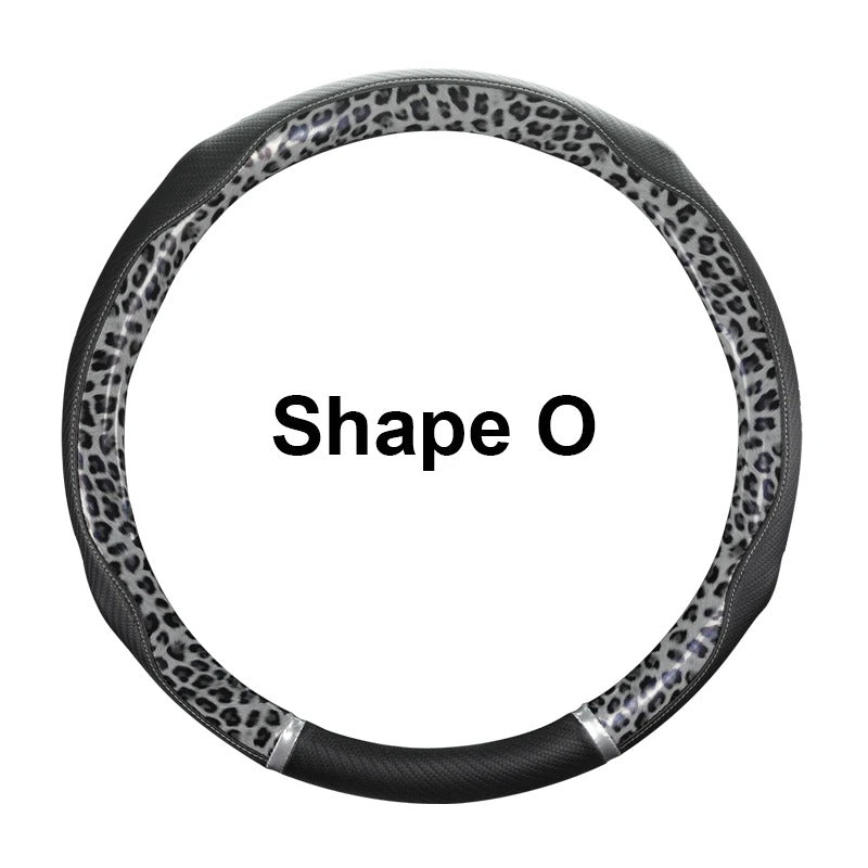 Universal 38CM Steering Wheel Cover – Anti-Slip PU Leather with Leopard Print Design - Delicate Leather  
