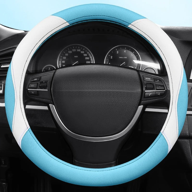 Full Linen Steering Wheel Cover – Universal O-Type Breathable Non-Slip All-Season Grip - Delicate Leather