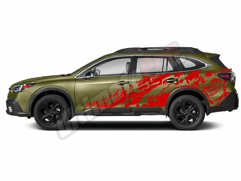 Skull Stripe Car Side Decal Kit – PVC Vinyl Exterior Body Sticker - Delicate Leather