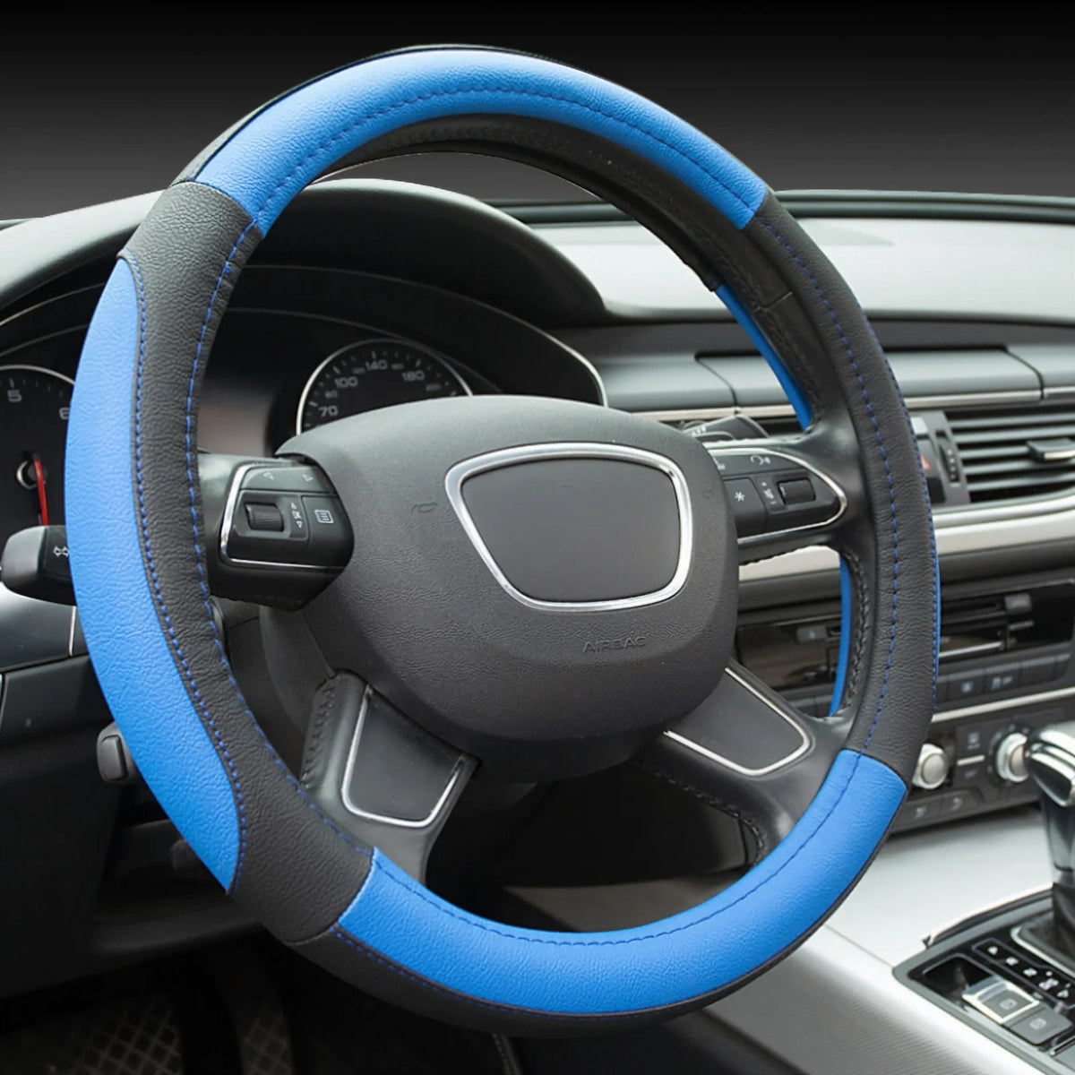 38CM Universal Microfiber Leather Steering Wheel Cover – Anti-Slip Car Steering Wheel Protector, All-Season Interior Accessory - Delicate Leather